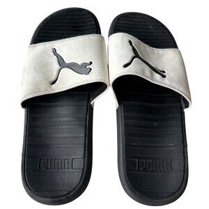 PUMA Black & White Slip-on Sandals Youth/Adult Unisex Size 8 (READ)